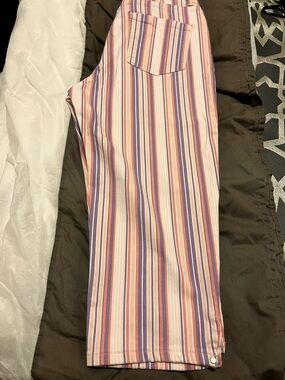 Gloria Vanderbilt Striped Shorts - Coral, Purple, White